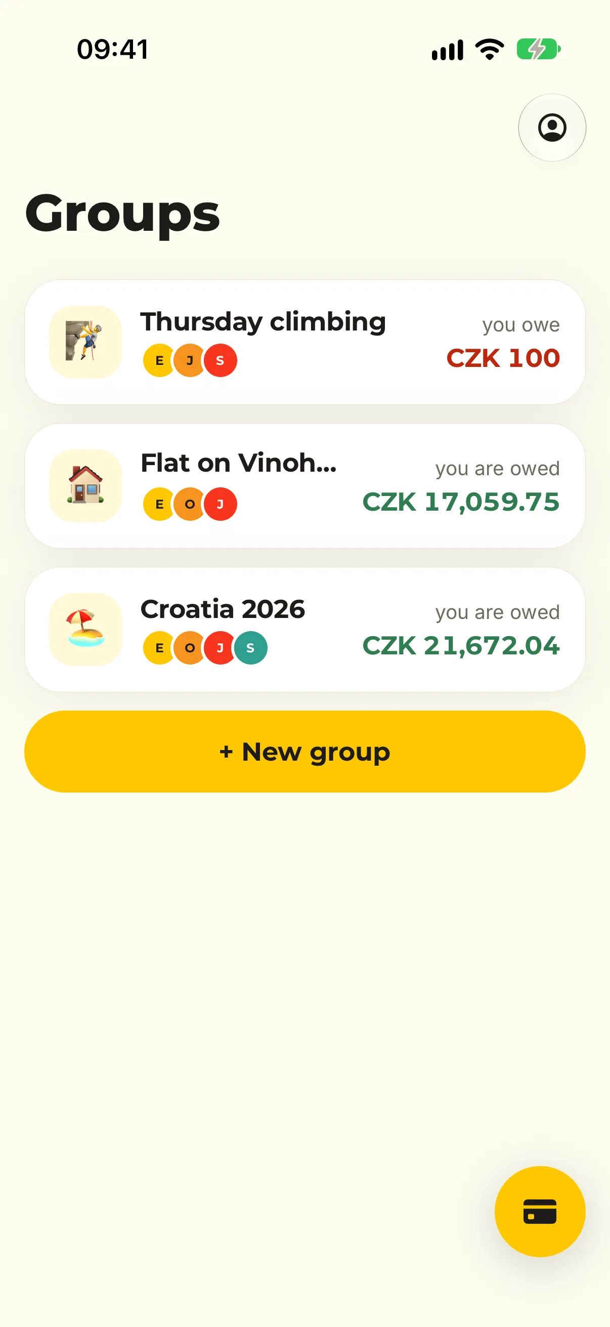 The list of groups in Dlužníček